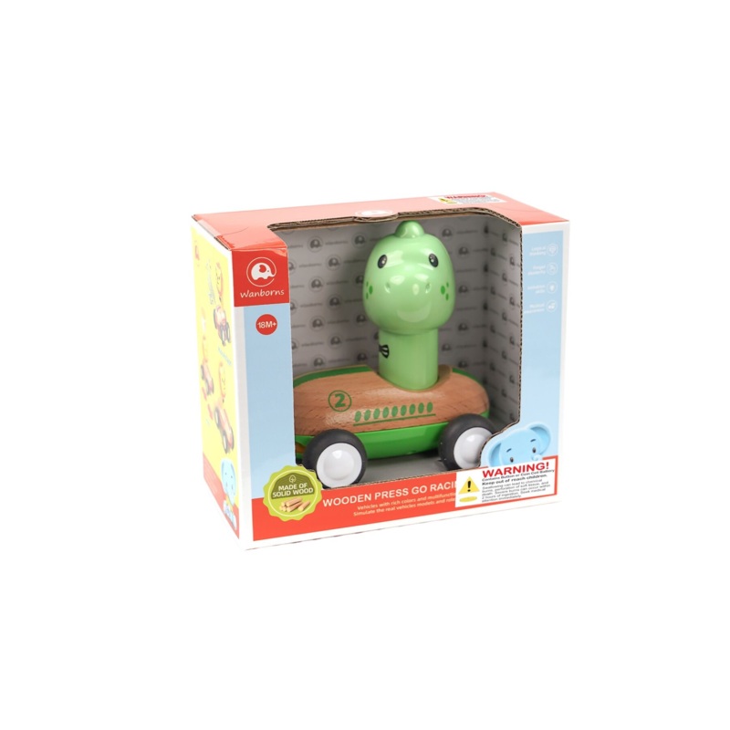 WOODEN PRESS GO RACER L&S DINOSAUR
