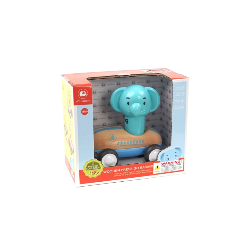 WOODEN PRESS GO RACER L&S ELEPHANT