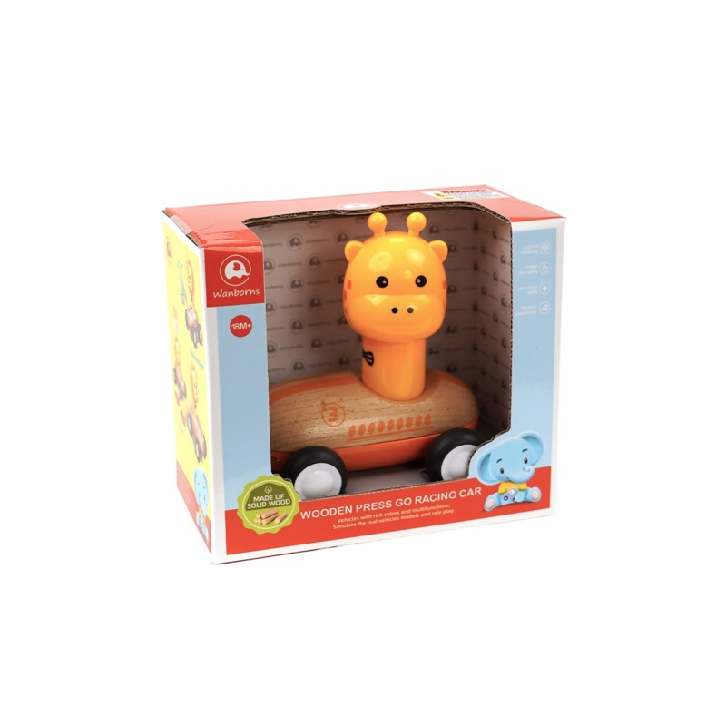 WOODEN PRESS GO RACER L&S GIRAFFE