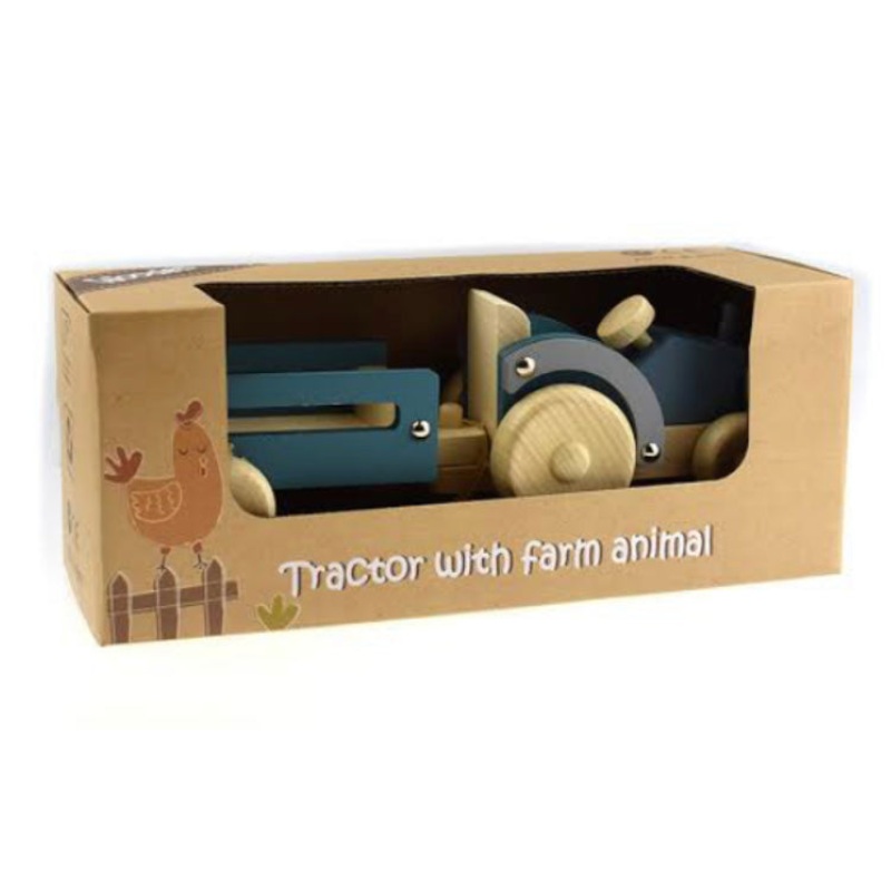 WOODEN TRACTOR W SHEEP DOG