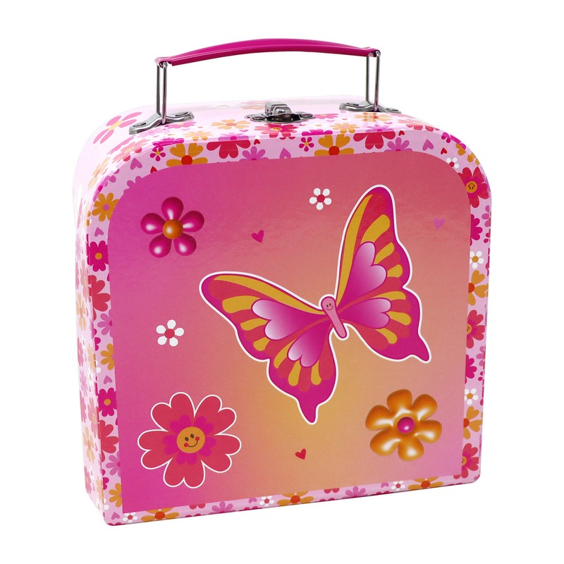 TIN TEA SET 7PC VIBRANT BUTTERFLY P/POP