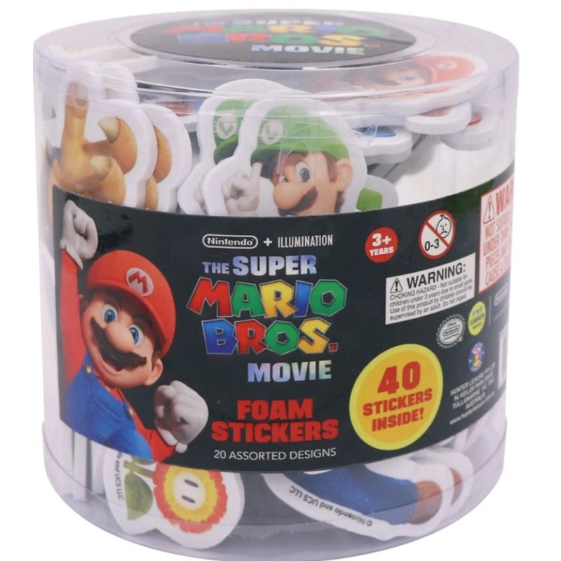 SUPER MARIO FOAM STICKERS 40PK IN TUBE