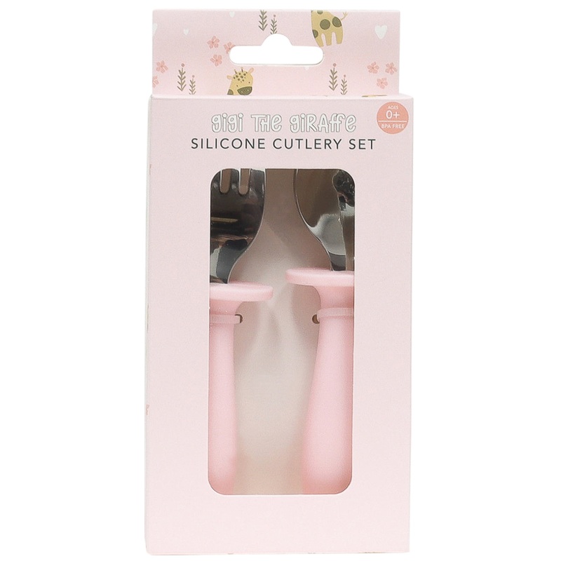 SPLOSH BABY GIRAFFE SILICONE CUTLERY SET