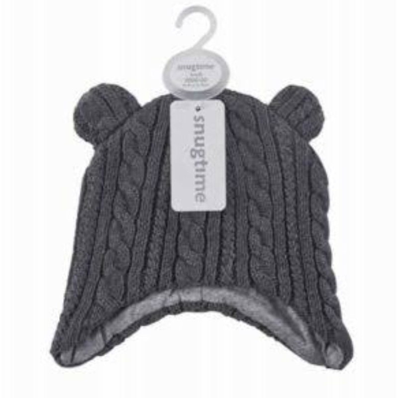 Snugtime Cable Earmuff Beanie Grey Small