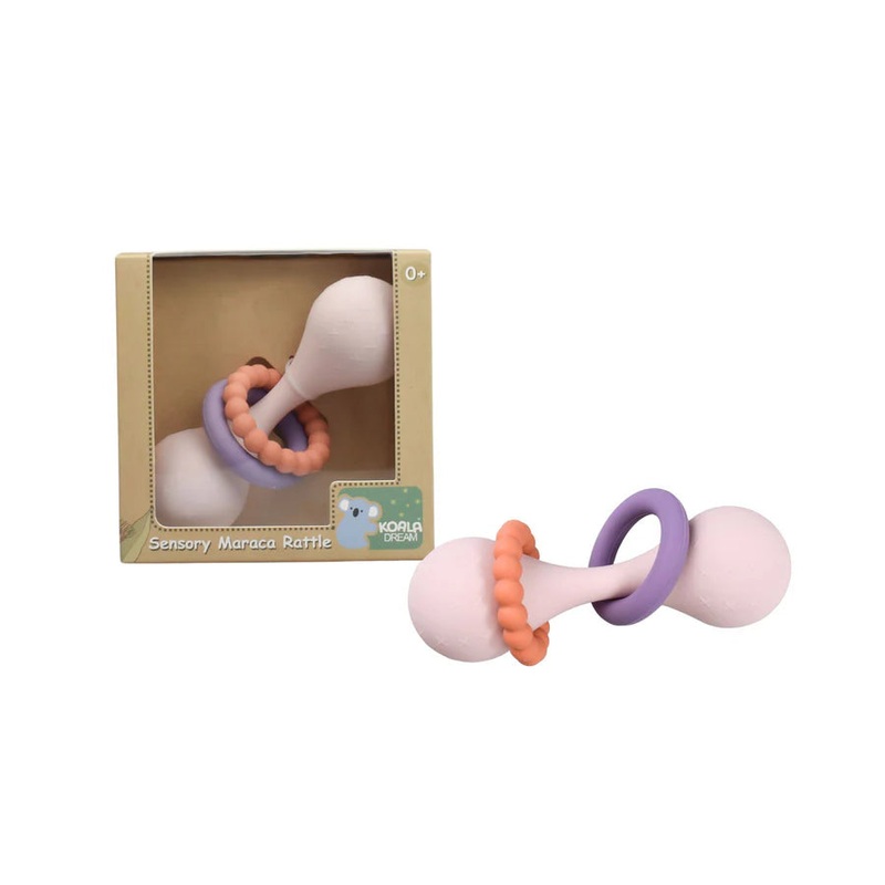 SILICONE SENSORY MARACA RATTLE PINK