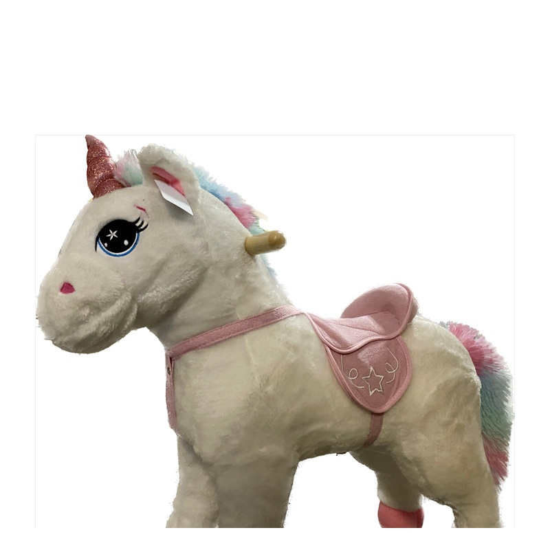 Rocking White Unicorn W Rainbow Mane