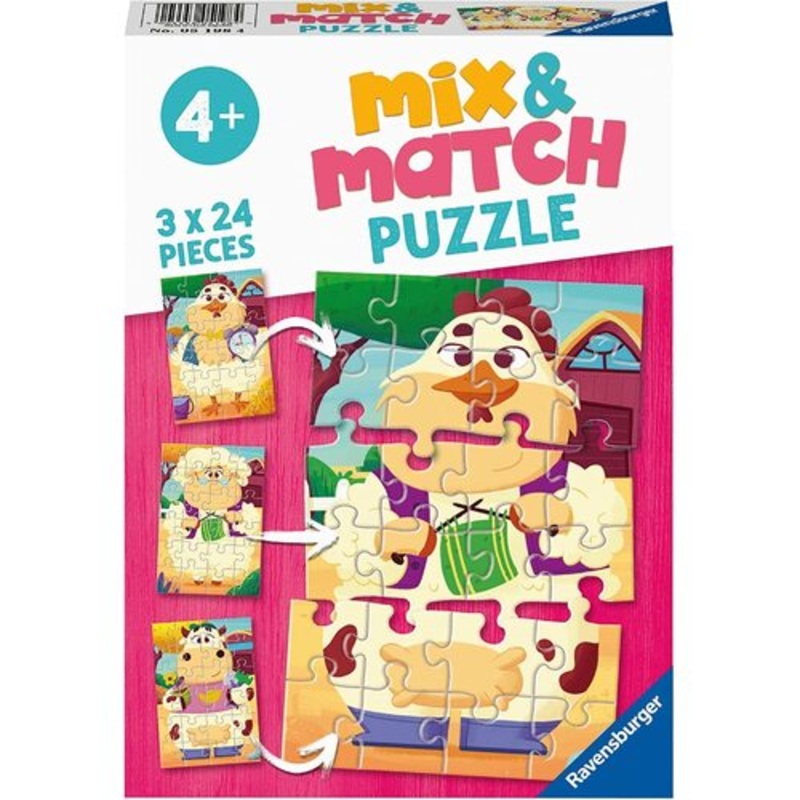 Puzzle 3X24Pc Mix & Match Farm Friends