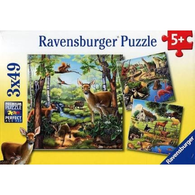 PUZZLE 3X49PC FOREST ZOO & PETS