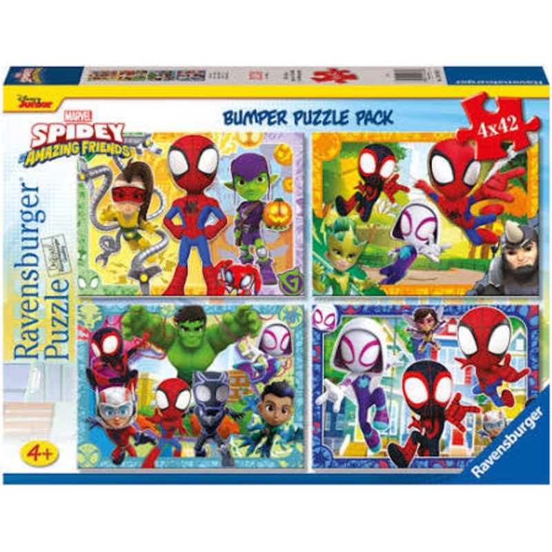 PUZZLE 4X100PC SPIDEY & FRIENDS BUMPER