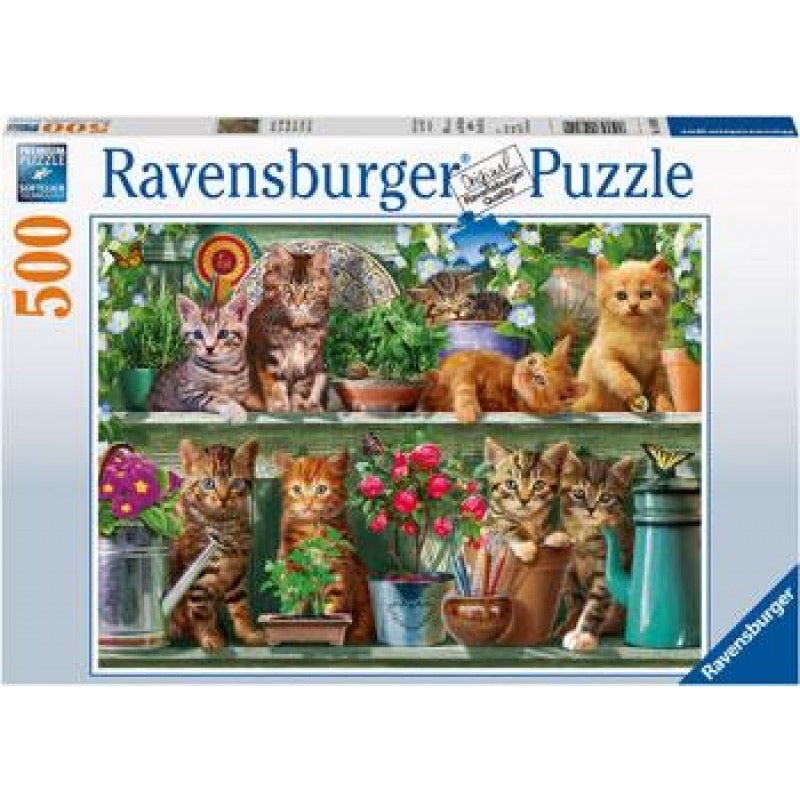 Puzzle 500Pc Cats On The Shelf