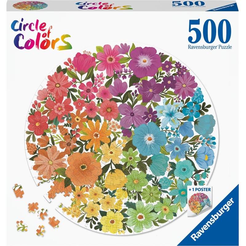 PUZZLE 500PC CIRCLE OF COLOR FLOWERS