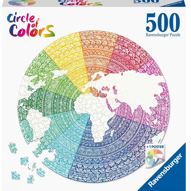 PUZZLE 500PC CIRCLE OF COLOR MANDALA