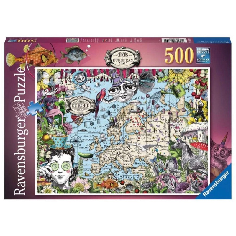 PUZZLE 500PC EUROPEAN MAP QUIRKY CIRCUS