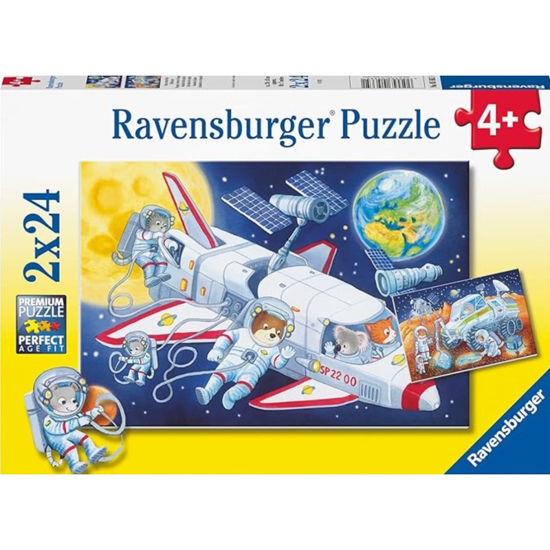 PUZZLE 2X24PC ANIMALS IN SPACE