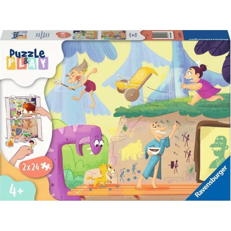 PUZZLE 2X24PC PUZZLE & PLAY CAVEMEN