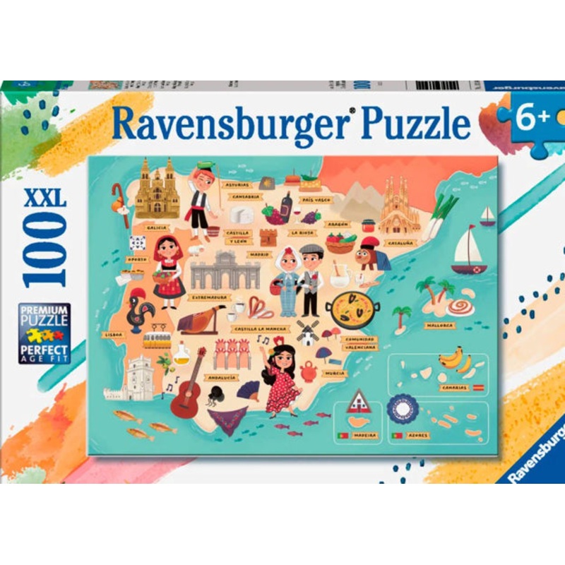 PUZZLE 100PC MAP OF SPAIN & PORTUGAL