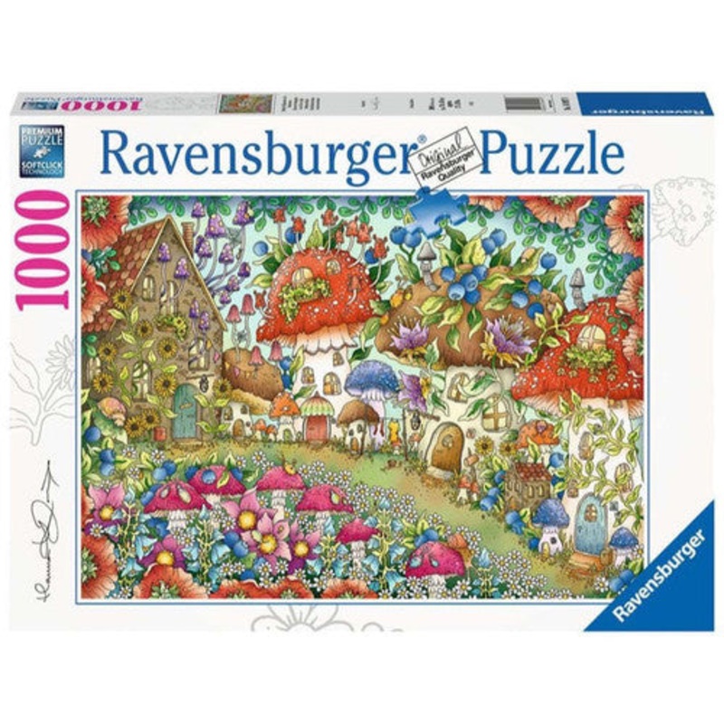 PUZZLE 1000PC FLORAL MUSHROOM HOUSES