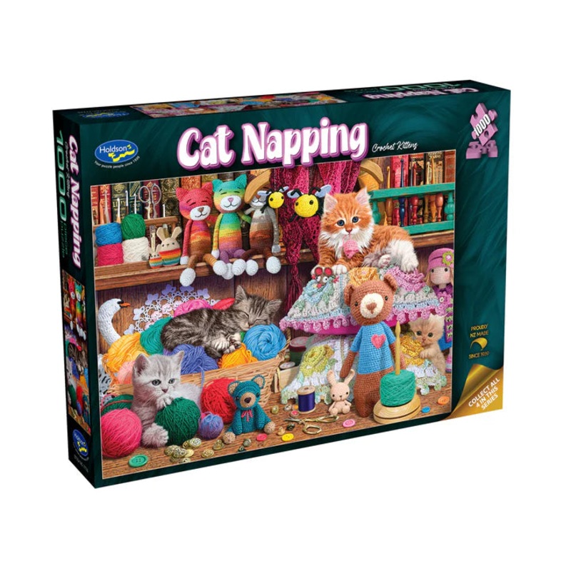 PUZZLE 1000PC CAT NAPPING CROCHET KITTEN