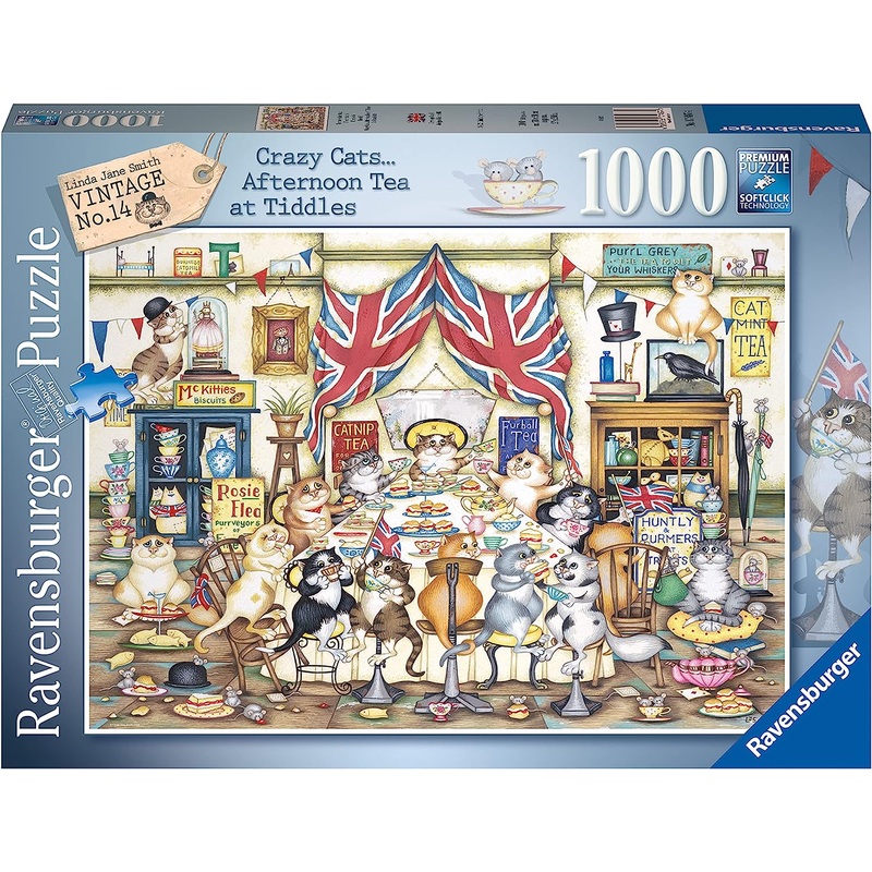 PUZZLE 1000PC CRAZY CATS AFTERNOON TEA N