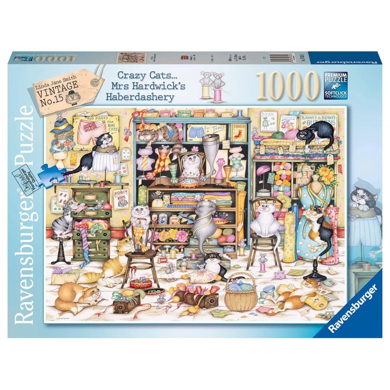 PUZZLE 1000PC CRAZY CATS HABERDASHERY