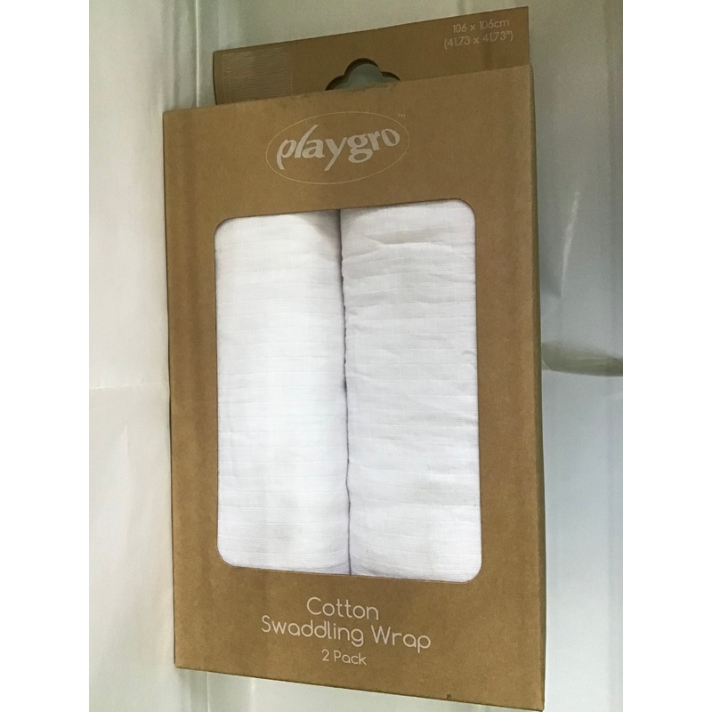 PLAYGRO COTTON SWADDLING WRAP WHITE