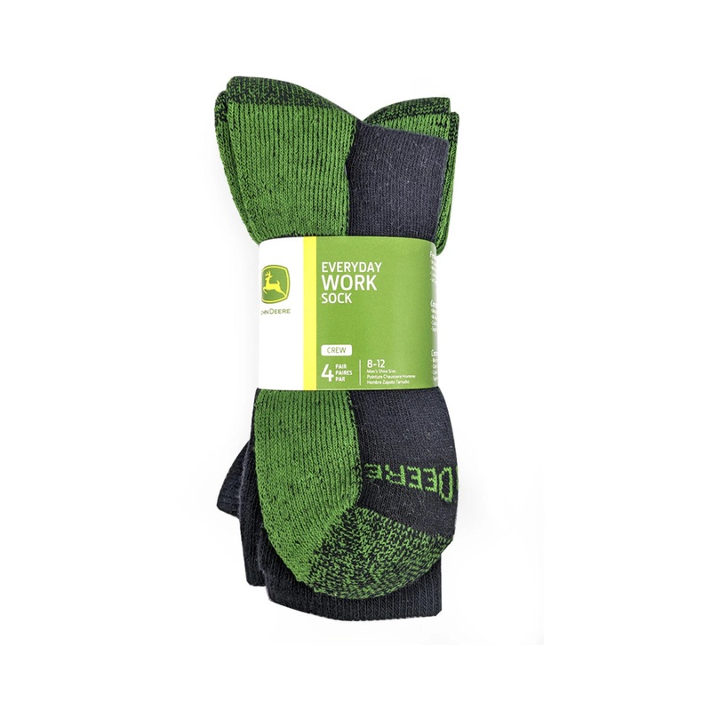 JD CREW SOCKS ADULTS BLACK/GREEN 4 PK
