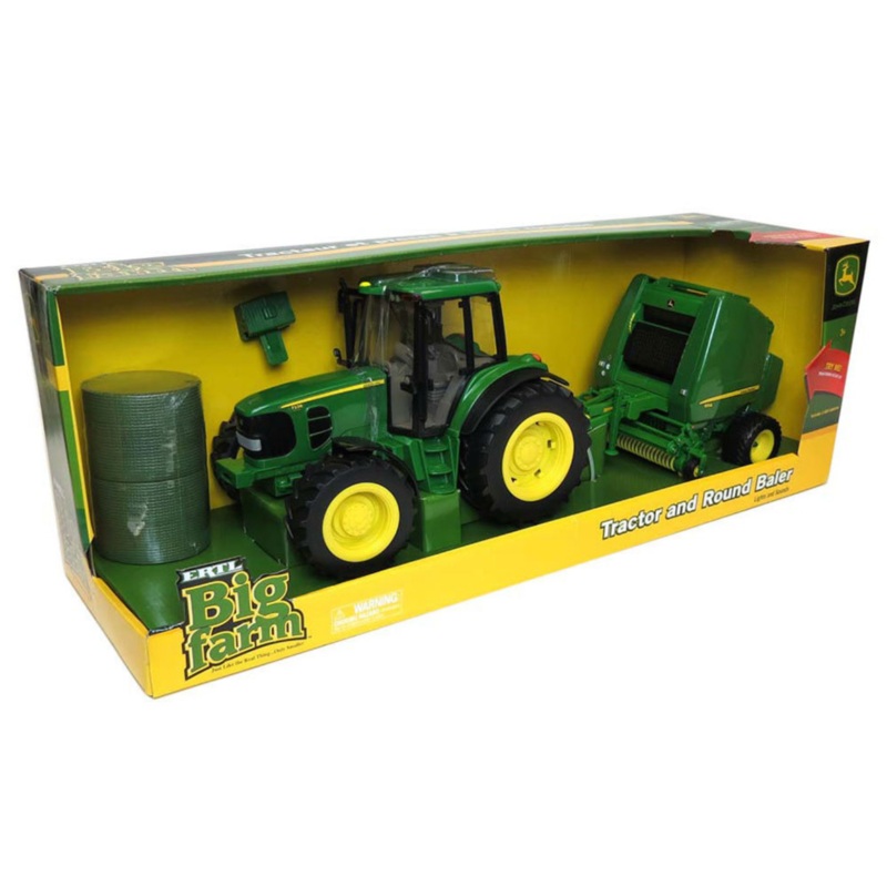 JD TRACTOR AND ROUND BALER