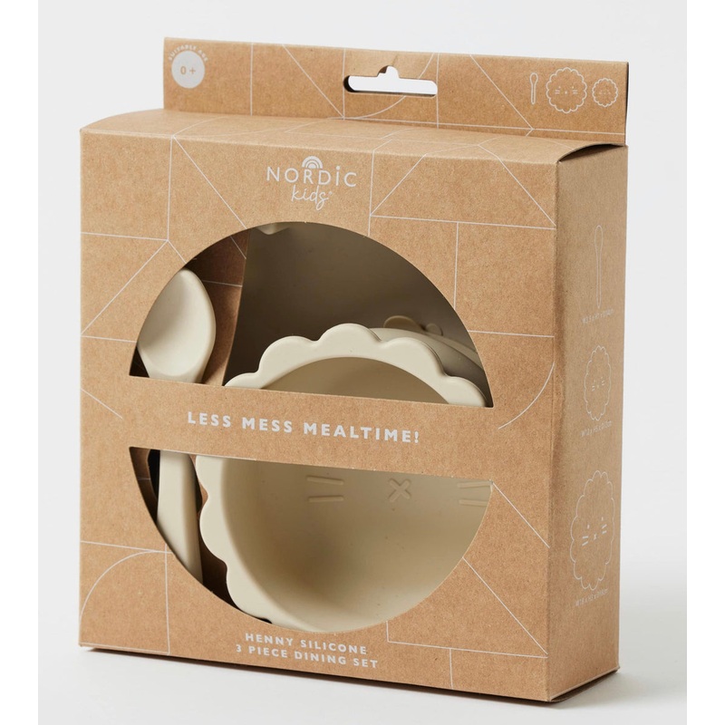 Henny Silicone 3Pc Dining Set Almond