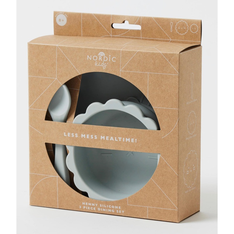 Henny Silicone 3Pc Dining Set Steele