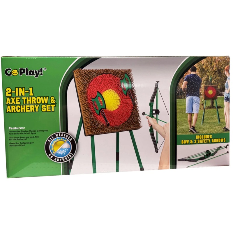 GO PLAY 2 IN 1 AXE THROW & ARCHERY SET