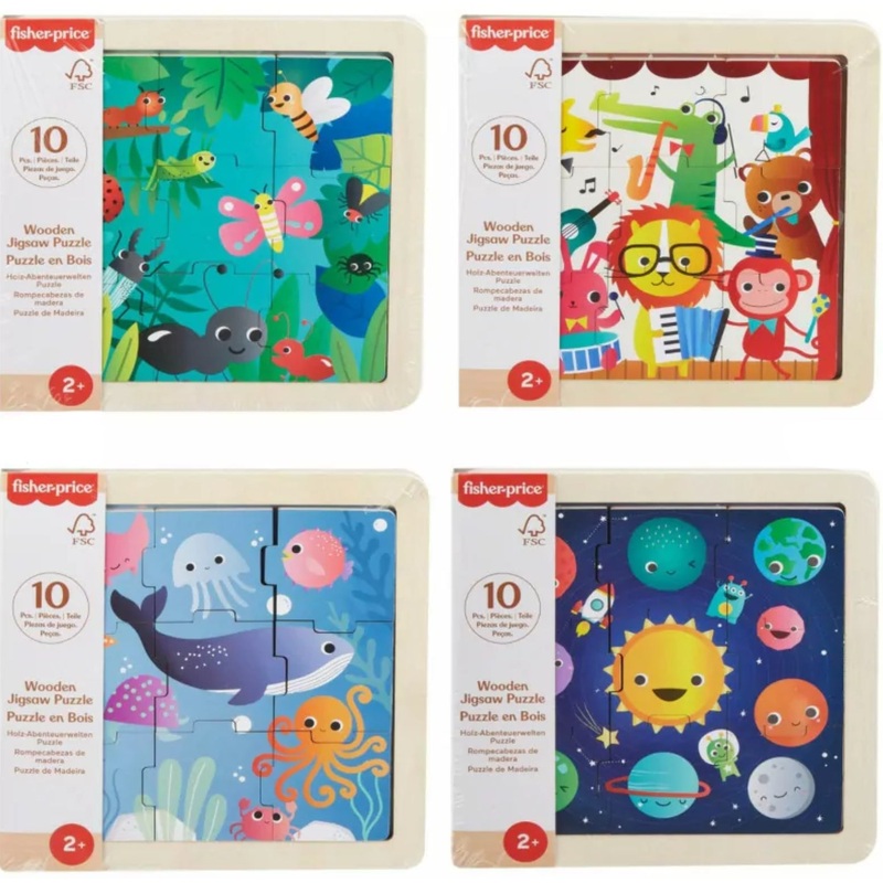F/P WOODEN JIGSAW 10PC AST