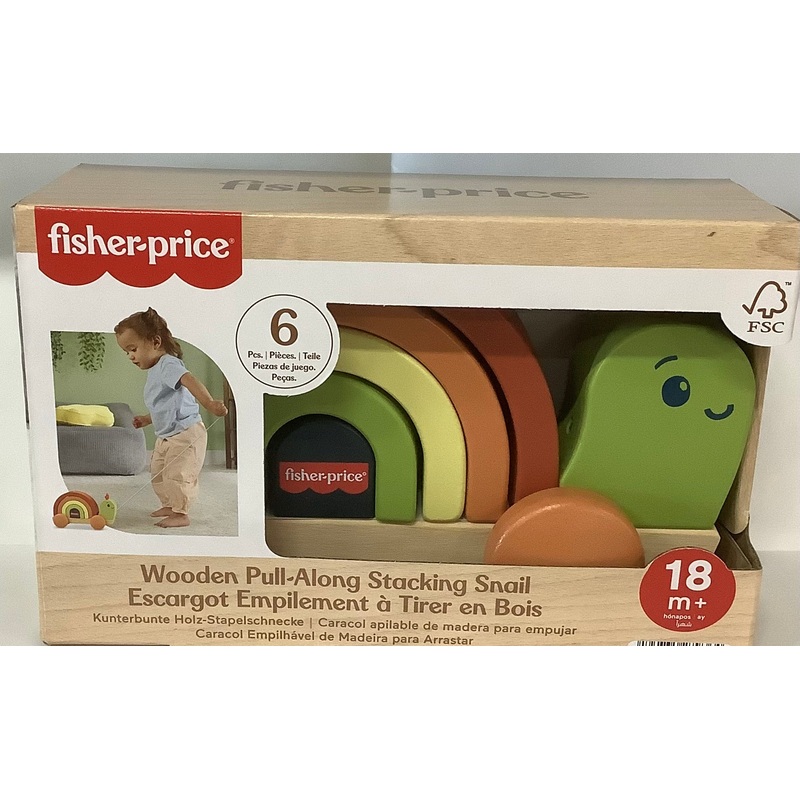 F/P WOODEN PULL ALONG STACKING SNAIL