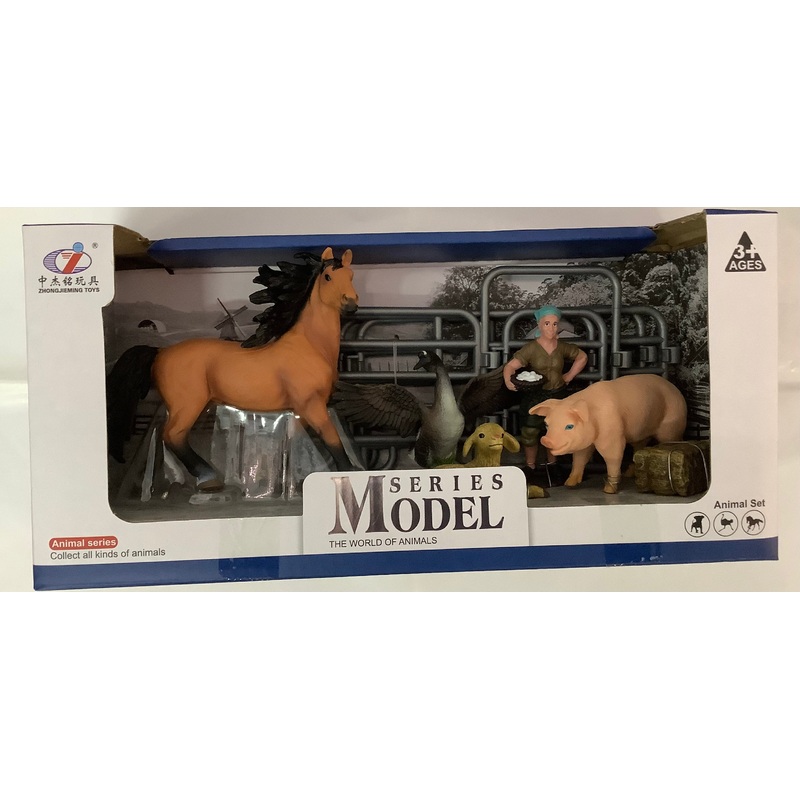 FARM ANIMALS 4 ANIMALS W FIGURE SET AST