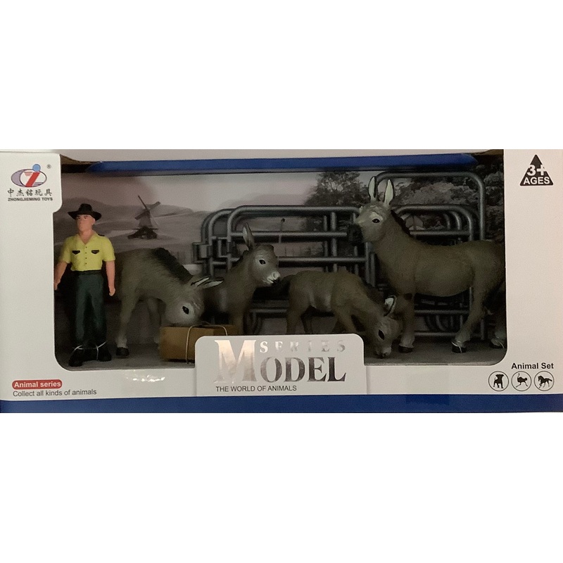 FARM ANIMALS 4 DONKEY W FIGURE SET