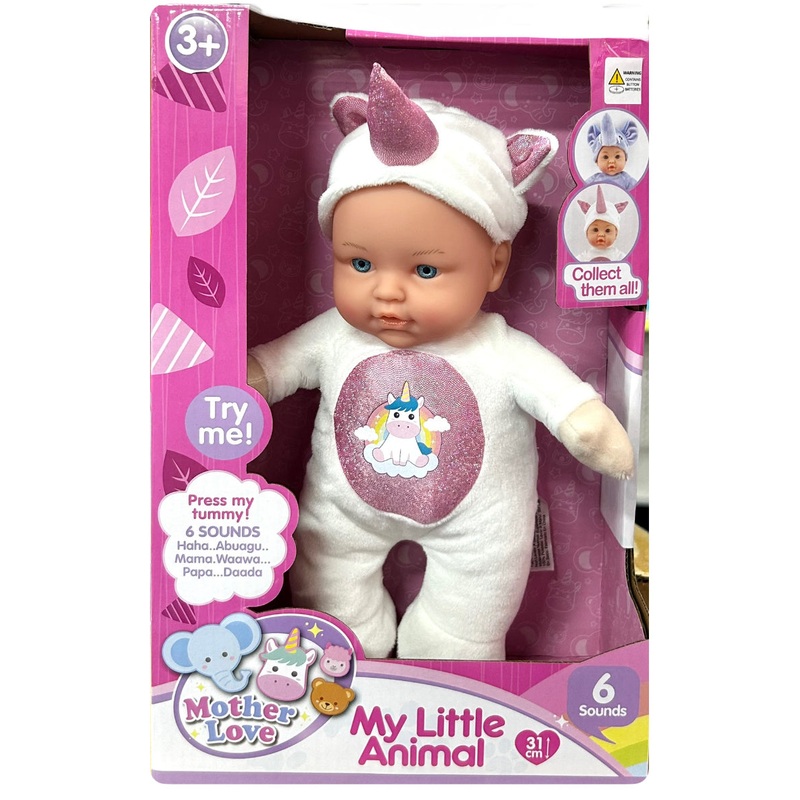 DOLL 31CM W SOUNDS COSTUME ELEP/ UNICORN