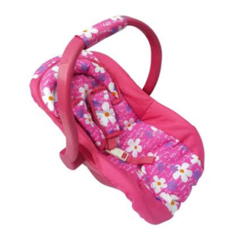 DOLL CAR SEAT PINK W FLOWERS