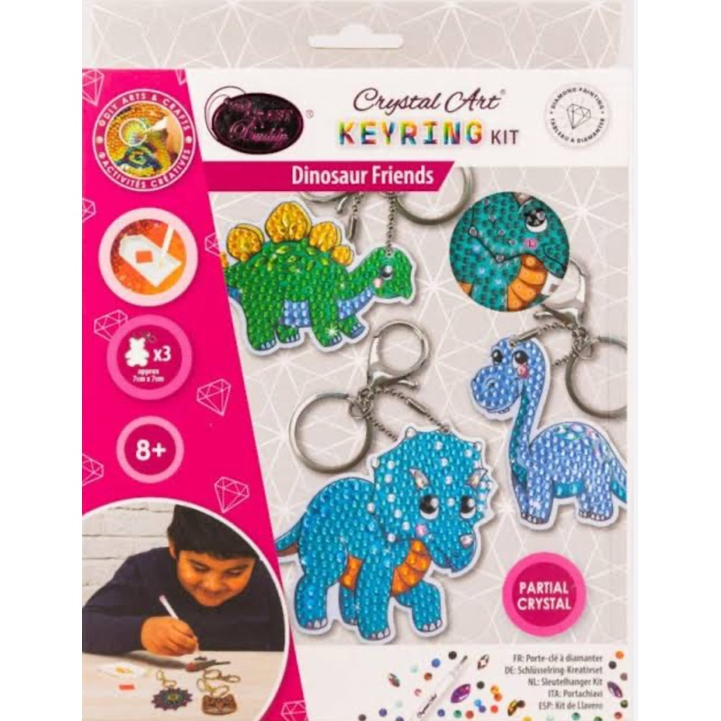 CRYSTAL ART KEYRING KIT DINOSAUR FRIENDS