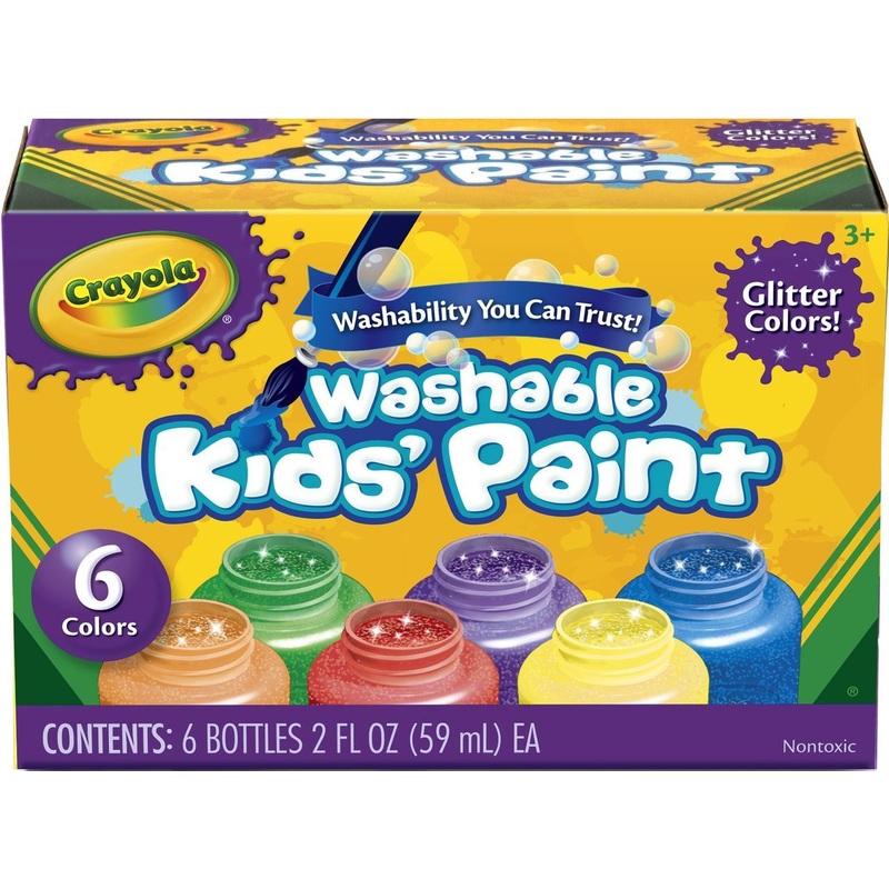 CRAYOLA PAINT GLITTER WASHABLE 6CT