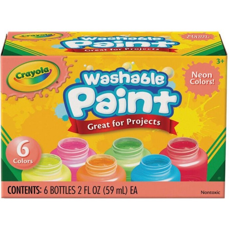 CRAYOLA PAINT NEON WASHABLE 6CT