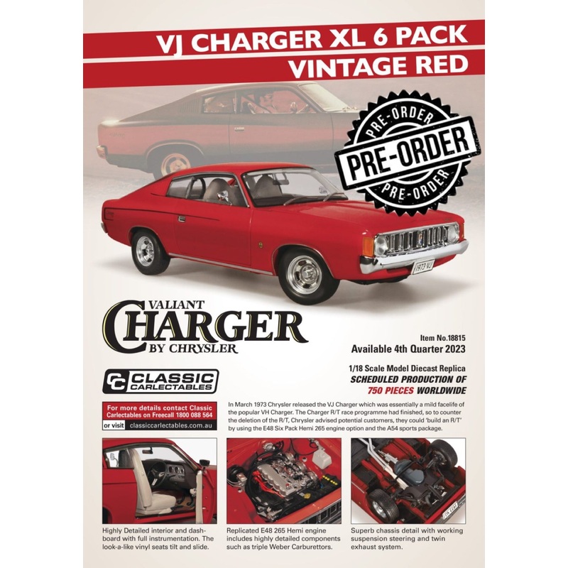 1:18 Vj Charger Xl 6 Pack Vintage Red