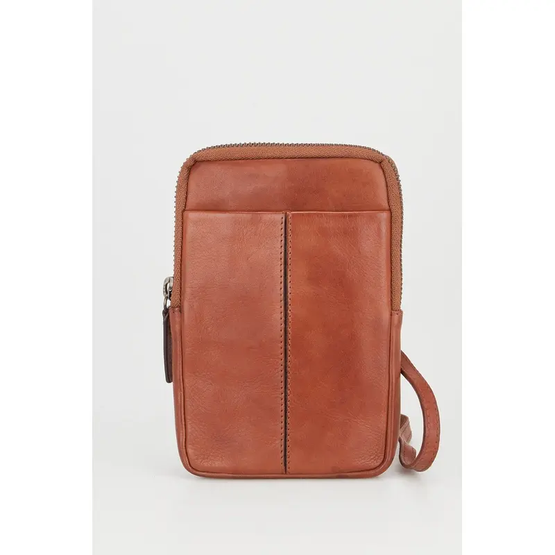 Leather Zip Top Phone Crossbody