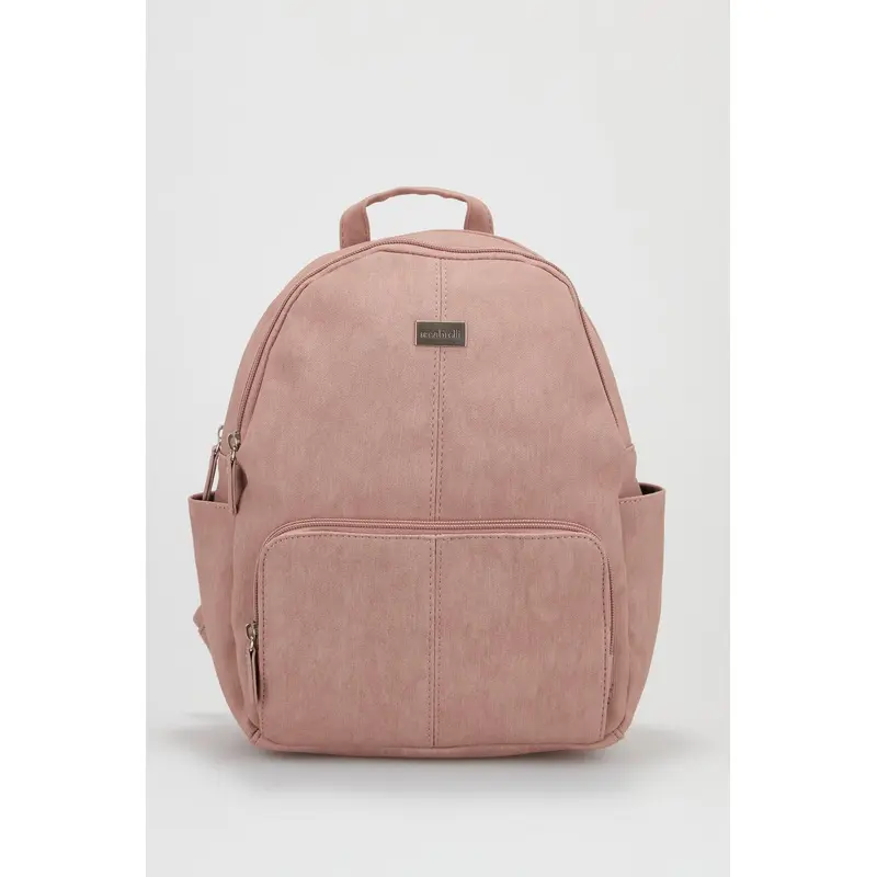 Linen Look Round Top Backpack