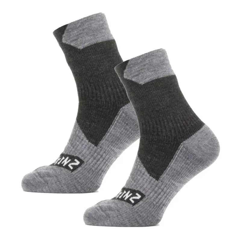 Sealskinz Waterproof All Weather Ankle Length Socks - Black / Grey - Large